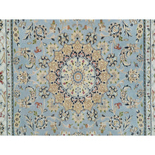 Load image into Gallery viewer, 5&#39;x8&#39;1&quot; Light Blue, Hand Knotted Nain with Center Medallion Flower Design, 250 KPSI Soft Wool, Oriental Rug FWR391698