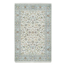 Load image into Gallery viewer, 5&#39;x8&#39; Ivory, Nain with All Over Flower Design 250 KPSI, Natural Wool Hand Knotted, Oriental Rug FWR391812
