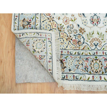 Load image into Gallery viewer, 4&#39;2&quot;x6&#39;3&quot; Ivory, Nain with Center Medallion Flower Design, 250 KPSI, Natural Wool, Hand Knotted, Oriental Rug FWR391830