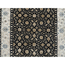 Load image into Gallery viewer, 2&#39;5&quot;x4&#39;7&quot; Eerie Black, Hand Knotted Herati with All Over Fish Mahi Design, 250 KPSI Densely Woven, Pure Wool, Oriental Rug FWR391860