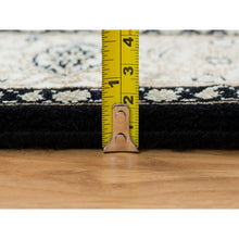 Load image into Gallery viewer, 2&#39;5&quot;x4&#39;7&quot; Eerie Black, Hand Knotted Herati with All Over Fish Mahi Design, 250 KPSI Densely Woven, Pure Wool, Oriental Rug FWR391860