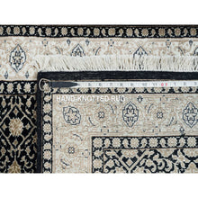 Load image into Gallery viewer, 2&#39;5&quot;x4&#39;7&quot; Eerie Black, Hand Knotted Herati with All Over Fish Mahi Design, 250 KPSI Densely Woven, Pure Wool, Oriental Rug FWR391860