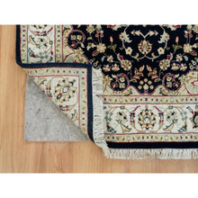Load image into Gallery viewer, 3&#39;x5&#39;2&quot; Midnight Blue, Nain with Center Medallion Flower Design, 250 KPSI, Hand Knotted, Organic Wool, Oriental Rug FWR391896