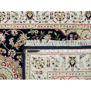 3'x5'2" Midnight Blue, Nain with Center Medallion Flower Design, 250 KPSI, Hand Knotted, Organic Wool, Oriental Rug FWR391896