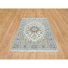 Load image into Gallery viewer, 4&#39;9&quot;x6&#39;9&quot; Ivory, Nain with Center Medallion Flower Design, 250 KPSI, Extra Soft Wool, Hand Knotted, Oriental Rug FWR391902