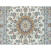 Load image into Gallery viewer, 4&#39;9&quot;x6&#39;9&quot; Ivory, Nain with Center Medallion Flower Design, 250 KPSI, Extra Soft Wool, Hand Knotted, Oriental Rug FWR391902