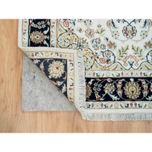 Load image into Gallery viewer, 4&#39;2&quot;x6&#39;5&quot; Ivory, Nain with Center Medallion Flower Design, 250 KPSI Super Fine Weave, Extra Soft Wool Hand Knotted, Oriental Rug FWR391914