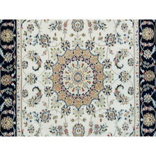 Load image into Gallery viewer, 4&#39;2&quot;x6&#39;5&quot; Ivory, Nain with Center Medallion Flower Design, 250 KPSI Super Fine Weave, Extra Soft Wool Hand Knotted, Oriental Rug FWR391914