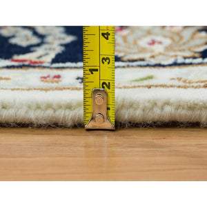 4'2"x6'5" Ivory, Nain with Center Medallion Flower Design, 250 KPSI Super Fine Weave, Extra Soft Wool Hand Knotted, Oriental Rug FWR391914