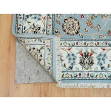 Load image into Gallery viewer, 6&#39;x9&#39;2&quot; Light Blue, Nain With All Over Flower Design, 250 KPSI, Natural Wool, Hand Knotted, Oriental Rug FWR391926