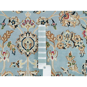 6'x9'2" Light Blue, Nain With All Over Flower Design, 250 KPSI, Natural Wool, Hand Knotted, Oriental Rug FWR391926