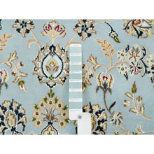 Load image into Gallery viewer, 7&#39;10&quot;x7&#39;10&quot; Light Blue, 250 KPSI Extra Soft Wool, Hand Knotted Nain with Center Medallion Flower Design, Round Oriental Rug FWR391980