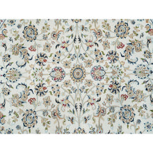 Load image into Gallery viewer, 7&#39;x7&#39; Ivory, Nain with All Over Flower Design 250 KPSI, Soft Wool Hand Knotted, Round Oriental Rug FWR391992