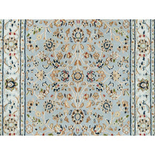 Load image into Gallery viewer, 2&#39;6&quot;x13&#39;9&quot; Light Blue, Nain With All Over Flower Design, 250 KPSI, Hand Knotted, Extra Soft Wool, Runner Oriental Rug FWR392010