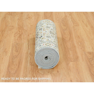 2'6"x13'9" Light Blue, Nain With All Over Flower Design, 250 KPSI, Hand Knotted, Extra Soft Wool, Runner Oriental Rug FWR392010