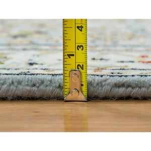 2'6"x13'9" Light Blue, Nain With All Over Flower Design, 250 KPSI, Hand Knotted, Extra Soft Wool, Runner Oriental Rug FWR392010