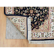Load image into Gallery viewer, 2&#39;6&quot;x11&#39;10&quot; Midnight Blue, Nain with Center Medallion Flower Design, 250 KPSI, Hand Knotted, 100% Wool, Runner Oriental Rug FWR392028