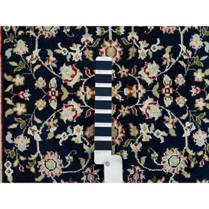 2'8"x19'2" Midnight Blue, Nain with Center Medallion Flower Design, 250 KPSI, Hand Knotted, Extra Soft Wool, XL Runner Oriental Rug FWR392046
