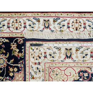 2'8"x19'2" Midnight Blue, Nain with Center Medallion Flower Design, 250 KPSI, Hand Knotted, Extra Soft Wool, XL Runner Oriental Rug FWR392046