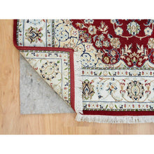 Load image into Gallery viewer, 4&#39;7&quot;x6&#39;8&quot; Burgundy Red, Nain with Center Medallion Flower Design, 250 KPSI, Organic Wool, Hand Knotted, Oriental Rug FWR392076