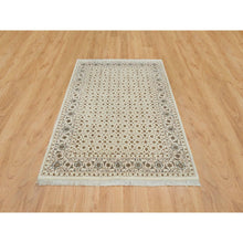 Load image into Gallery viewer, 4&#39;7&quot;x6&#39;8&quot; Ivory, Herati with All Over Fish Mahi Design, 250 KPSI Densely Woven, Natural Wool Hand Knotted, Runner Oriental Rug FWR392082