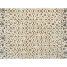 Load image into Gallery viewer, 4&#39;7&quot;x6&#39;8&quot; Ivory, Herati with All Over Fish Mahi Design, 250 KPSI Densely Woven, Natural Wool Hand Knotted, Runner Oriental Rug FWR392082