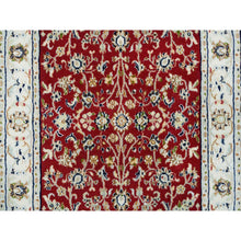 Load image into Gallery viewer, 2&#39;7&quot;x10&#39;5&quot; Cherry Red, Hand Knotted Nain with All Over Flower Design, 250 KPSI Extra Soft Wool, Runner Oriental Rug FWR392214