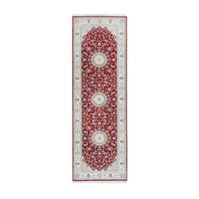 Load image into Gallery viewer, 2&#39;7&quot;x8&#39;2&quot; Burgundy Red, Nain with Center Medallion Flower Design, 250 KPSI, Natural Wool, Hand Knotted, Runner Oriental Rug FWR392220
