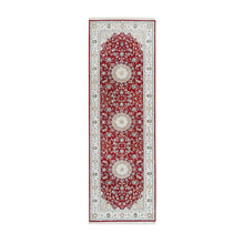 Load image into Gallery viewer, 2&#39;7&quot;x8&#39; Burgundy Red, Nain with Center Medallion Flower Design, 250 KPSI, Soft Wool, Hand Knotted, Runner Oriental Rug Rug FWR392226