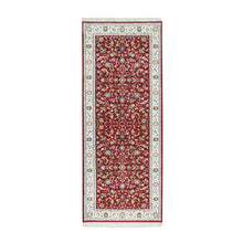 Load image into Gallery viewer, 2&#39;8&quot;x6&#39;8&quot; Cherry Red, 250 KPSI Pure Wool, Hand Knotted Nain with All Over Flower Design, Runner Oriental Rug FWR392274