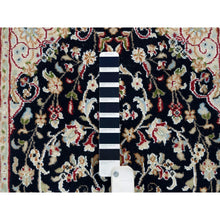 Load image into Gallery viewer, 2&#39;6&quot;x4&#39;9&quot; Midnight Blue, Nain with Center Medallion Flower Design, 250 KPSI, Hand Knotted, Pure Wool Oriental Rug FWR392316