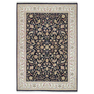 9'9"x14'2" Midnight Blue, Nain All Over Flower Design, 250 KPSI, Hand Knotted, 100% Wool, Oriental Rug FWR392442