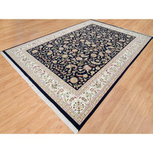 Load image into Gallery viewer, 9&#39;9&quot;x14&#39;2&quot; Midnight Blue, Nain All Over Flower Design, 250 KPSI, Hand Knotted, 100% Wool, Oriental Rug FWR392442