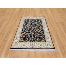 Load image into Gallery viewer, 4&#39;8&quot;x6&#39;9&quot; Midnight Blue, Nain All Over Flower Design, 250 KPSI, Hand Knotted, 100% Wool, Oriental Rug FWR392448