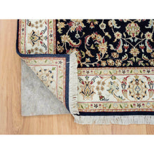 Load image into Gallery viewer, 4&#39;8&quot;x6&#39;9&quot; Midnight Blue, Nain All Over Flower Design, 250 KPSI, Hand Knotted, 100% Wool, Oriental Rug FWR392448