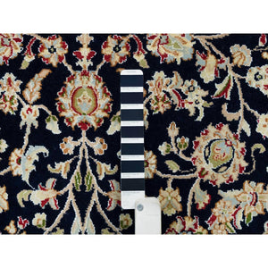 4'8"x6'9" Midnight Blue, Nain All Over Flower Design, 250 KPSI, Hand Knotted, 100% Wool, Oriental Rug FWR392448