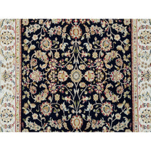 Load image into Gallery viewer, 4&#39;8&quot;x6&#39;9&quot; Midnight Blue, Nain All Over Flower Design, 250 KPSI, Hand Knotted, 100% Wool, Oriental Rug FWR392448
