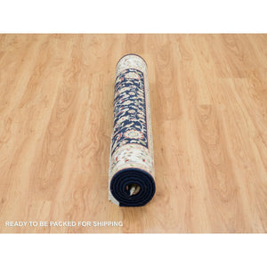 4'8"x6'9" Midnight Blue, Nain All Over Flower Design, 250 KPSI, Hand Knotted, 100% Wool, Oriental Rug FWR392448