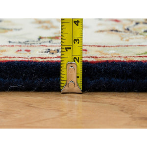 4'8"x6'9" Midnight Blue, Nain All Over Flower Design, 250 KPSI, Hand Knotted, 100% Wool, Oriental Rug FWR392448