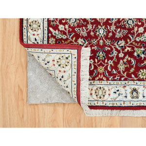 2'7"x6'10" Cherry Red, Nain with All Over Flower Design 250 KPSI, Natural Wool Hand Knotted, Runner Oriental Rug FWR392460