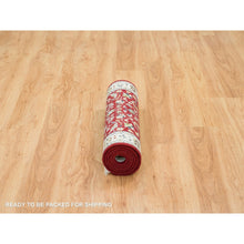 Load image into Gallery viewer, 2&#39;7&quot;x6&#39;10&quot; Cherry Red, Nain with All Over Flower Design 250 KPSI, Natural Wool Hand Knotted, Runner Oriental Rug FWR392460