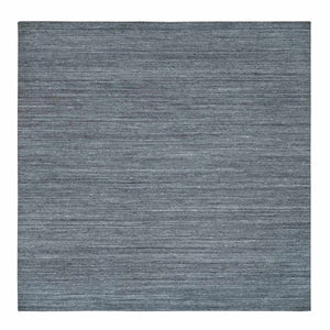 12'x12' Arsenic Gray, Modern Striae Design Soft Pile, Natural Wool Hand Loomed, Square Oriental Rug FWR392544