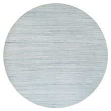 Load image into Gallery viewer, 12&#39;x12&#39; Ivory, Natural Wool Hand Loomed, Plain Modern Striae Design Soft Pile, Round Oriental Rug FWR392556