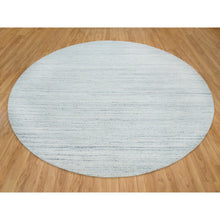 Load image into Gallery viewer, 12&#39;x12&#39; Ivory, Natural Wool Hand Loomed, Plain Modern Striae Design Soft Pile, Round Oriental Rug FWR392556