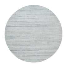 Load image into Gallery viewer, 8&#39;x8&#39; Ivory, Plain Modern Striae Design Soft Pile, Organic Wool Hand Loomed, Round Oriental Rug FWR392592