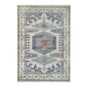 9'10"x13'10" Ivory with Soft Tones, Reimagined Persian Viss Design, Plush and Lush Soft Pile, Pure Wool Hand Knotted, Oriental Rug FWR392604