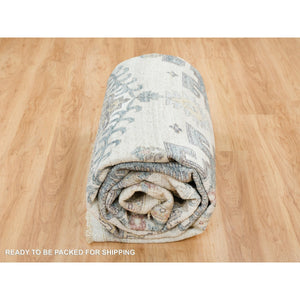9'10"x13'10" Ivory with Soft Tones, Reimagined Persian Viss Design, Plush and Lush Soft Pile, Pure Wool Hand Knotted, Oriental Rug FWR392604