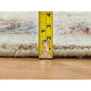9'10"x13'10" Ivory with Soft Tones, Reimagined Persian Viss Design, Plush and Lush Soft Pile, Pure Wool Hand Knotted, Oriental Rug FWR392604