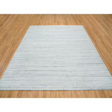Load image into Gallery viewer, 10&#39;2&quot;x10&#39;2&quot; Ivory, Plain Modern Striae Design Soft Pile, Soft Wool Hand Loomed, Square Oriental Rug FWR392610