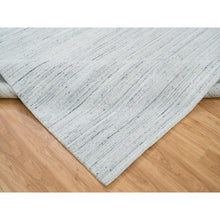 Load image into Gallery viewer, 10&#39;2&quot;x10&#39;2&quot; Ivory, Plain Modern Striae Design Soft Pile, Soft Wool Hand Loomed, Square Oriental Rug FWR392610
